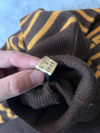 90s Jean Paul Gaultier Striped Ribbed Turtleneck Sweater Brown Yellow Women - M