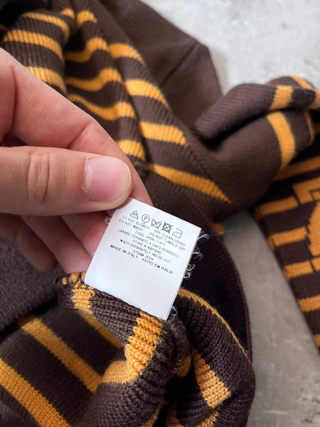 90s Jean Paul Gaultier Striped Ribbed Turtleneck Sweater Brown Yellow Women - M