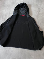Prada Big Logo Heavyweight Wool Hooded Sweater Jacket Black Men - L