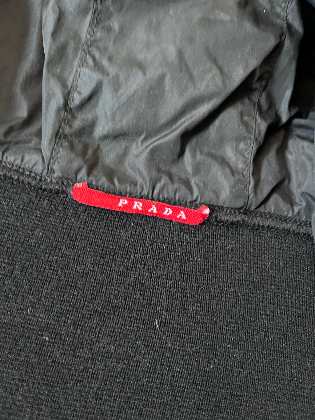 Prada Big Logo Heavyweight Wool Hooded Sweater Jacket Black Men - L