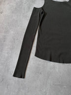 2000s Gucci by Tom Ford Asymmetrical Shoulder Tie Knit Top Green Women - S