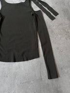 2000s Gucci by Tom Ford Asymmetrical Shoulder Tie Knit Top Green Women - S