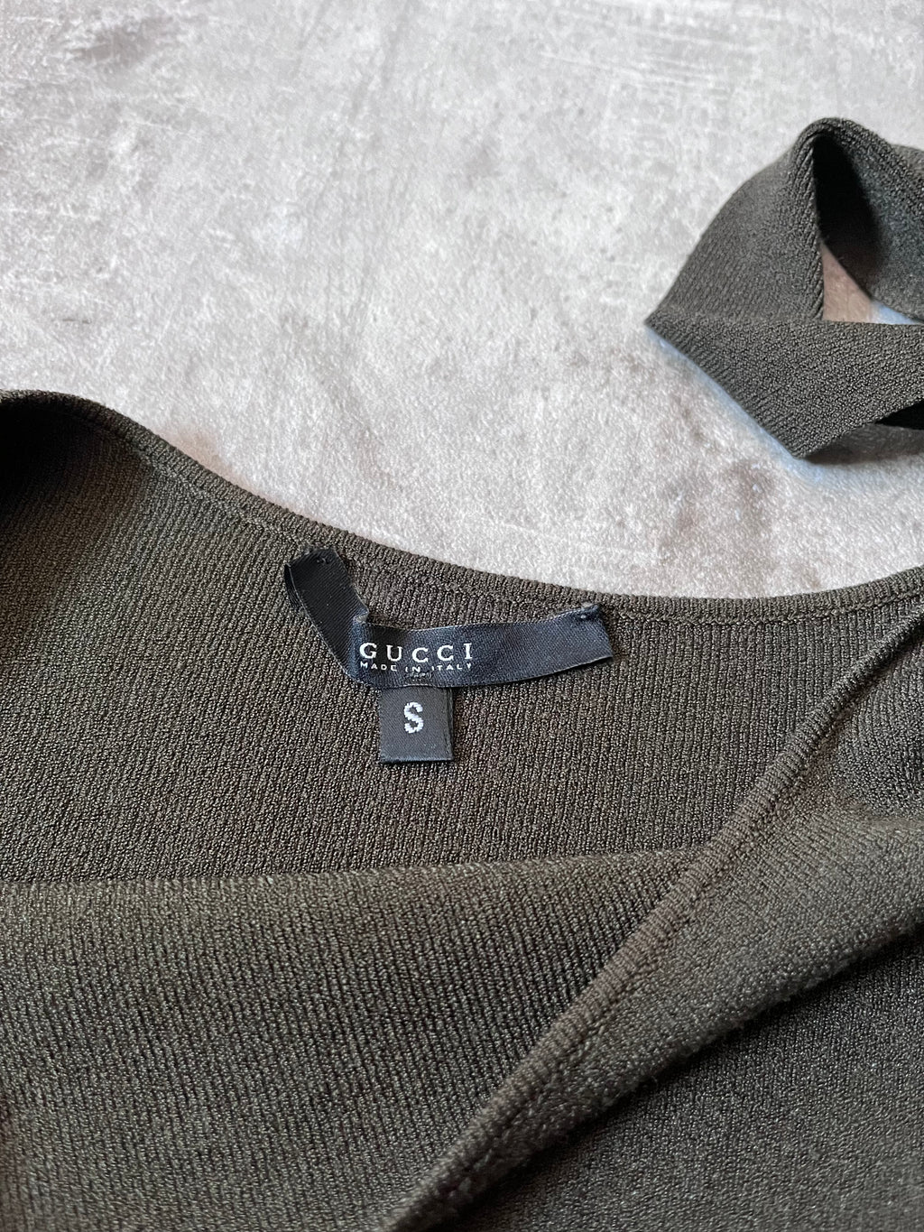 2000s Gucci by Tom Ford Asymmetrical Shoulder Tie Knit Top Green Women - S