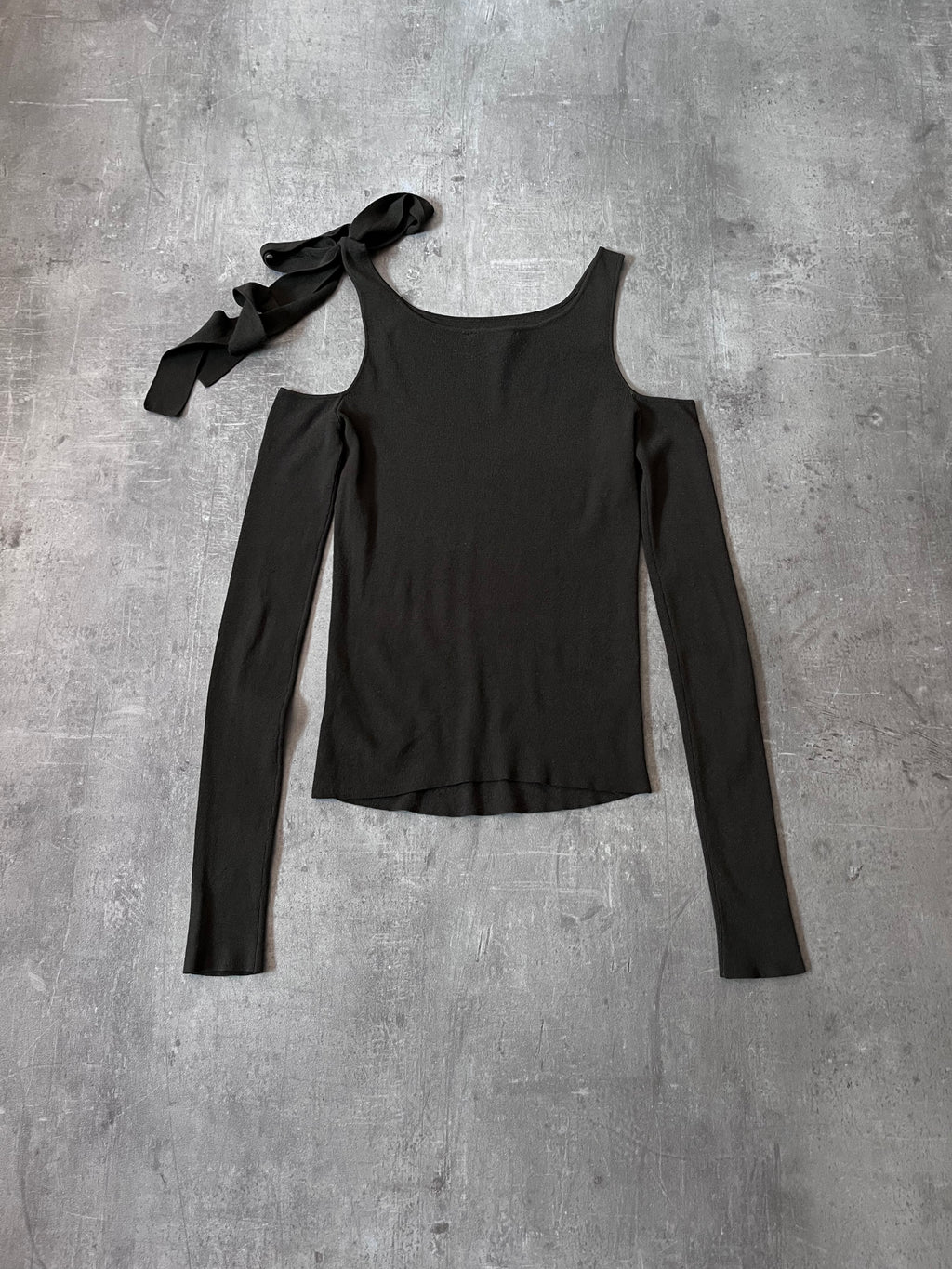 2000s Gucci by Tom Ford Asymmetrical Shoulder Tie Knit Top Green Women - S
