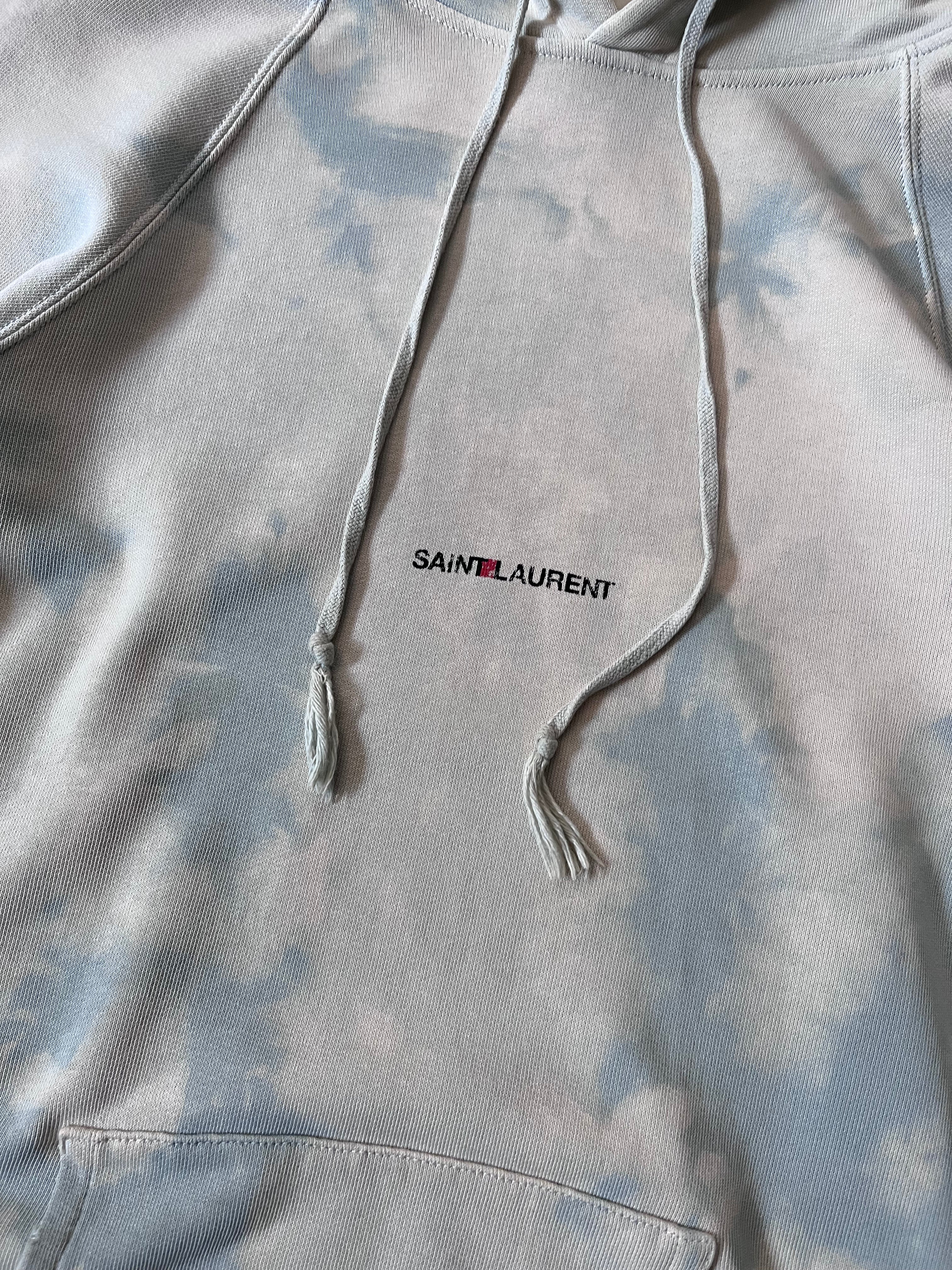 Saint Laurent Paris Logo Tie Dye Hoodie Blue Men - XS
