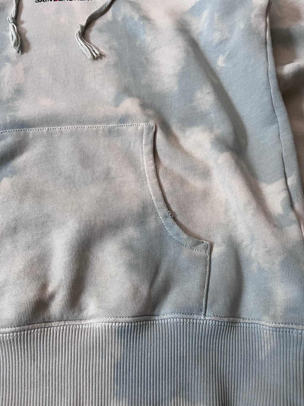 Saint Laurent Paris Logo Tie Dye Hoodie Blue Men - XS