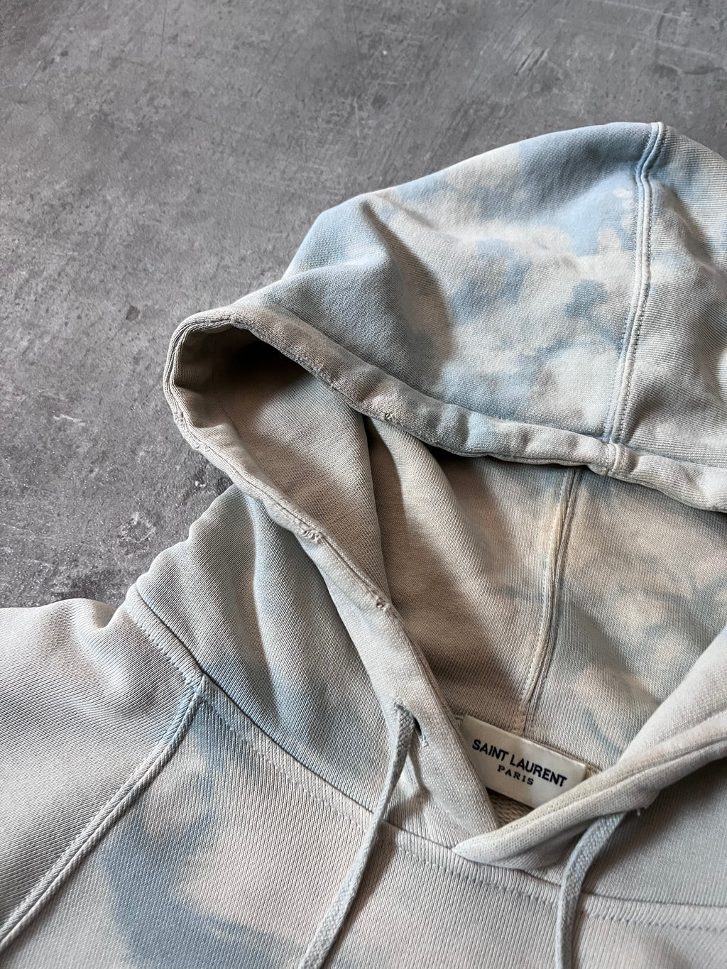 Saint Laurent Paris Logo Tie Dye Hoodie Blue Men - XS