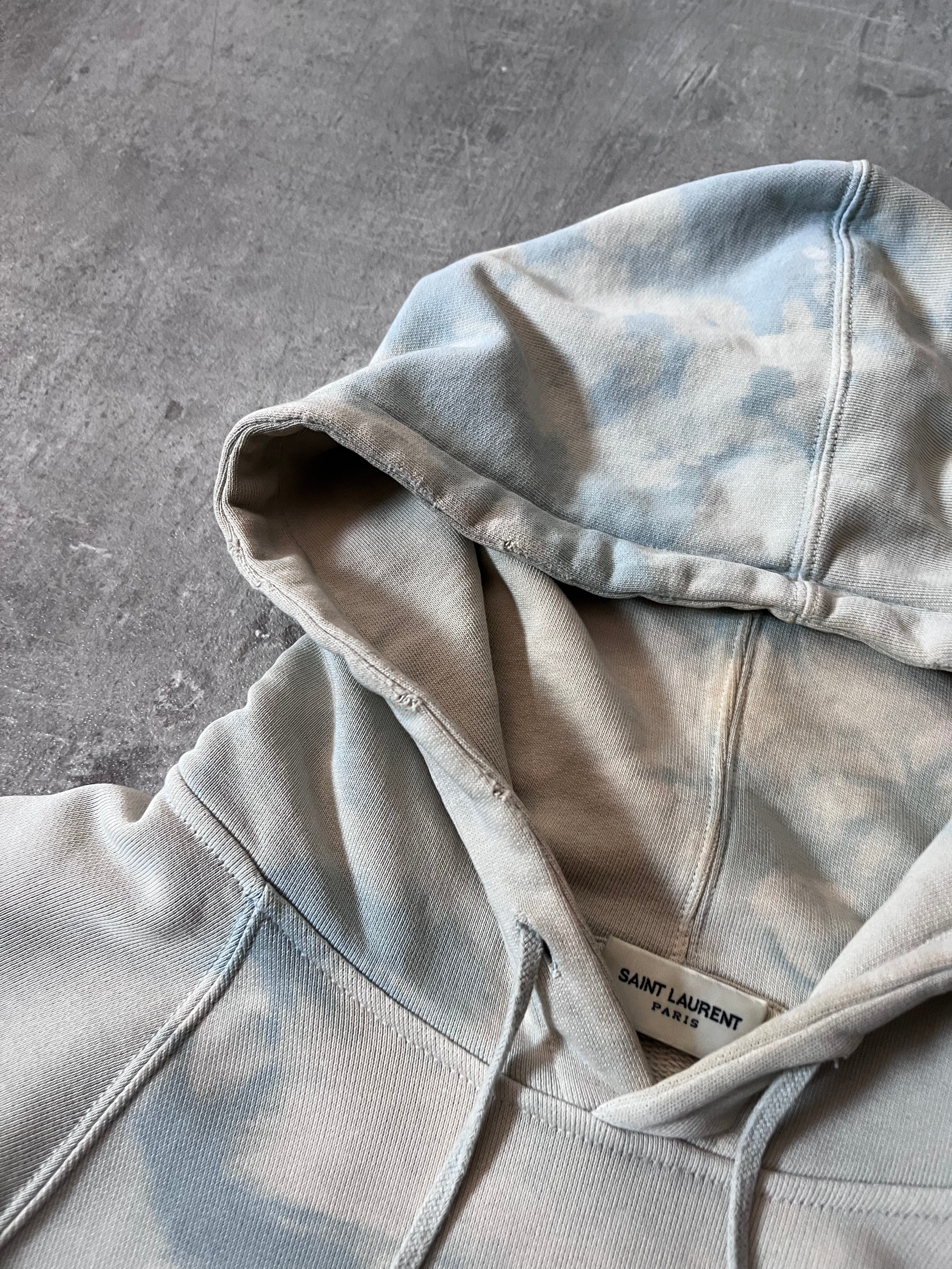 Saint Laurent Paris Logo Tie Dye Hoodie Blue Men - XS