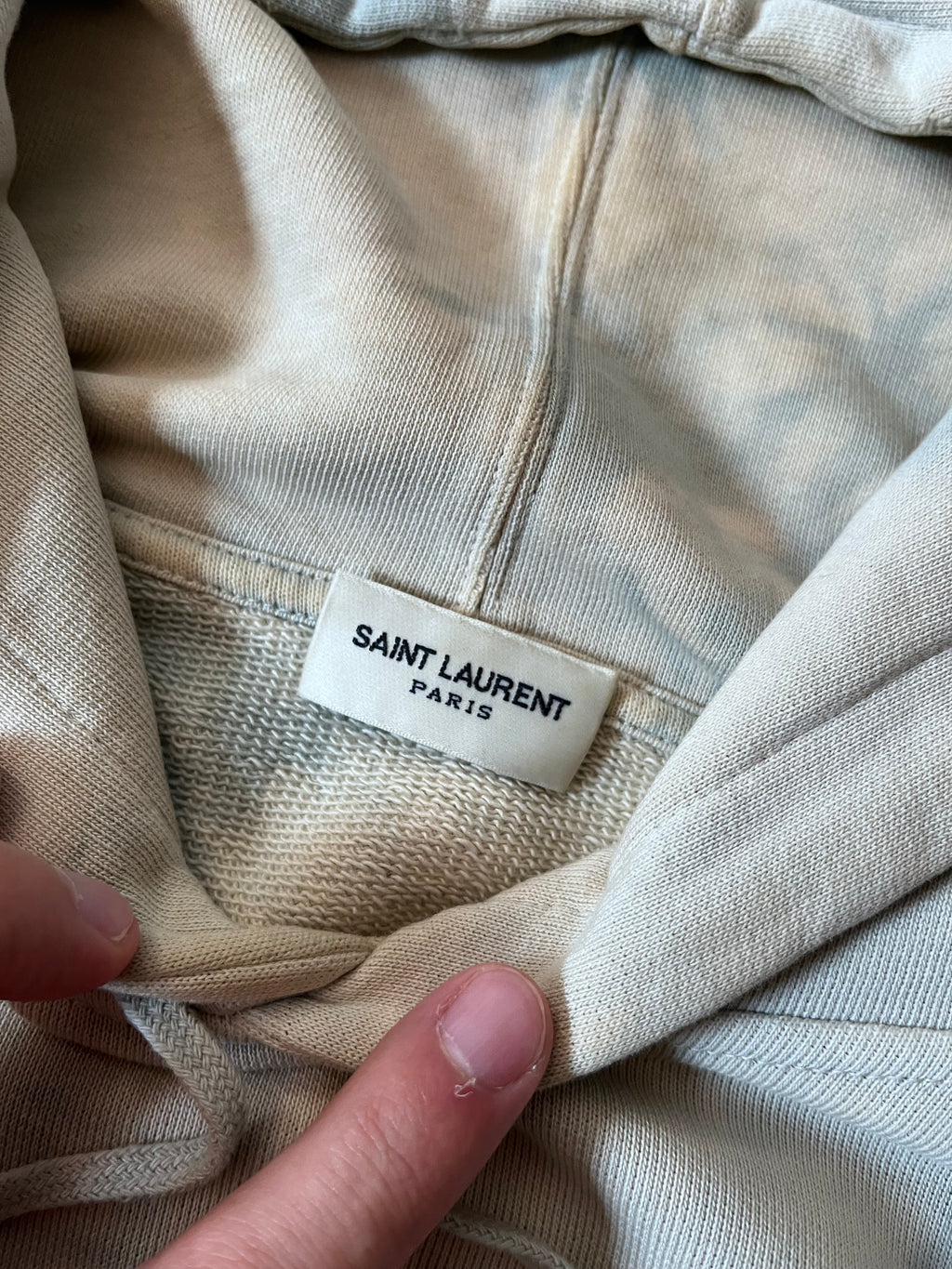 Saint Laurent Paris Logo Tie Dye Hoodie Blue Men - XS