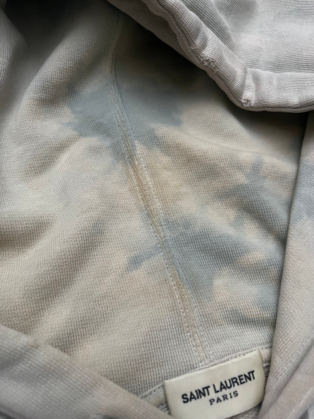 Saint Laurent Paris Logo Tie Dye Hoodie Blue Men - XS