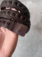 Gucci Braided Leather Belt Brown Unisex