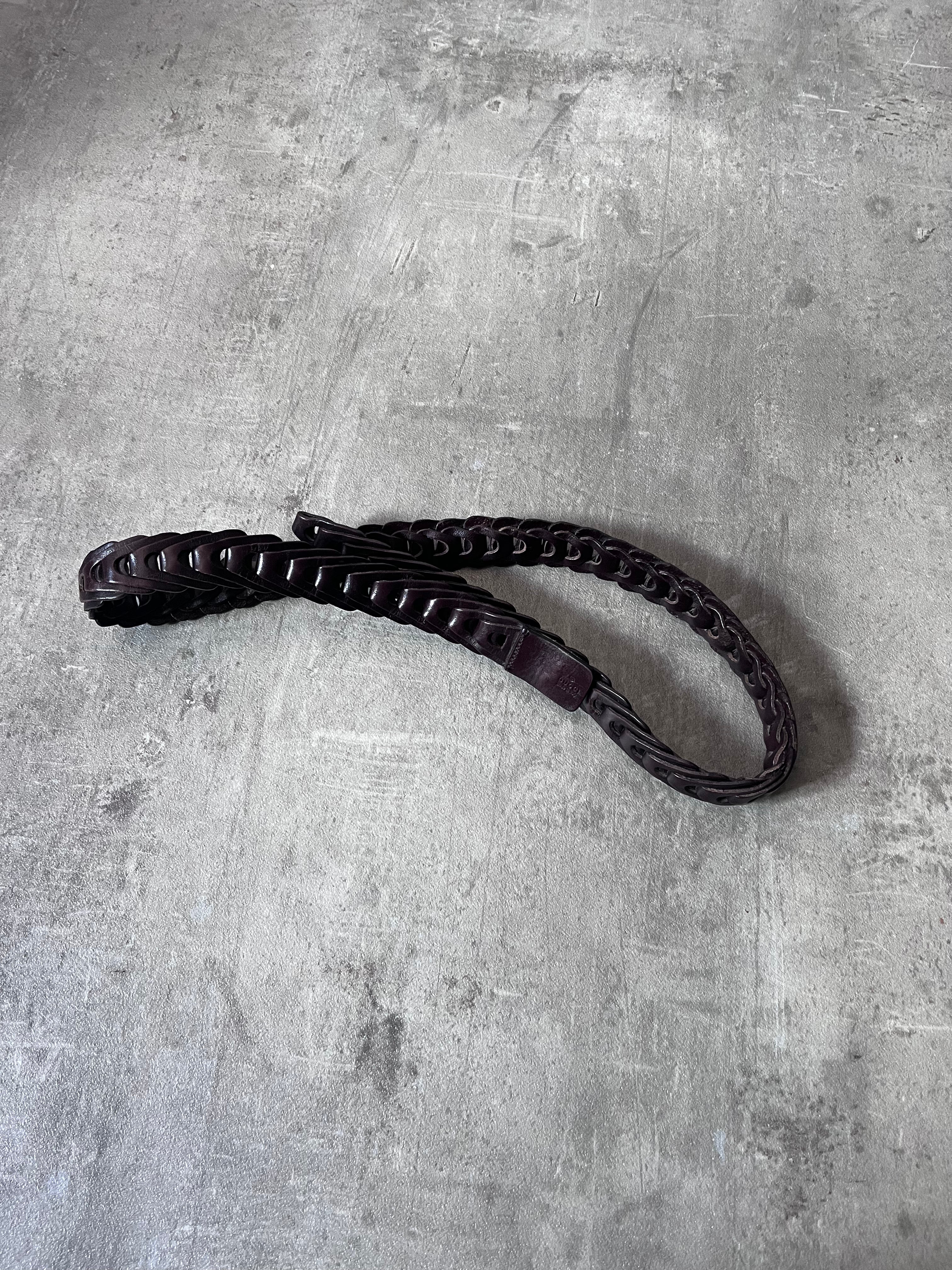 Gucci Braided Leather Belt Brown Unisex