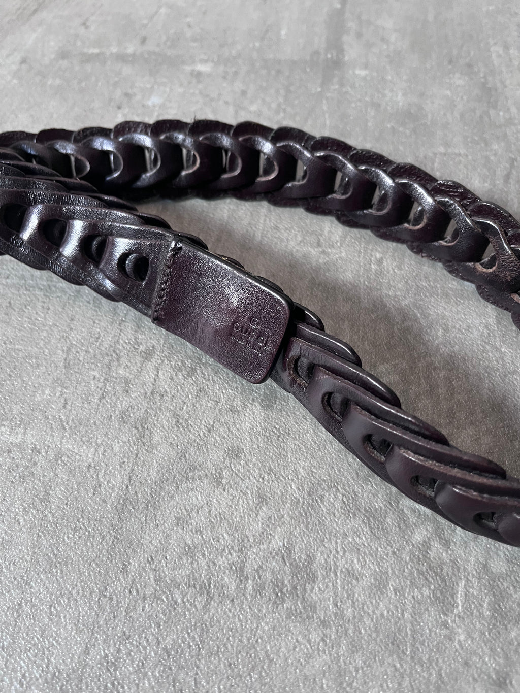 Gucci Braided Leather Belt Brown Unisex