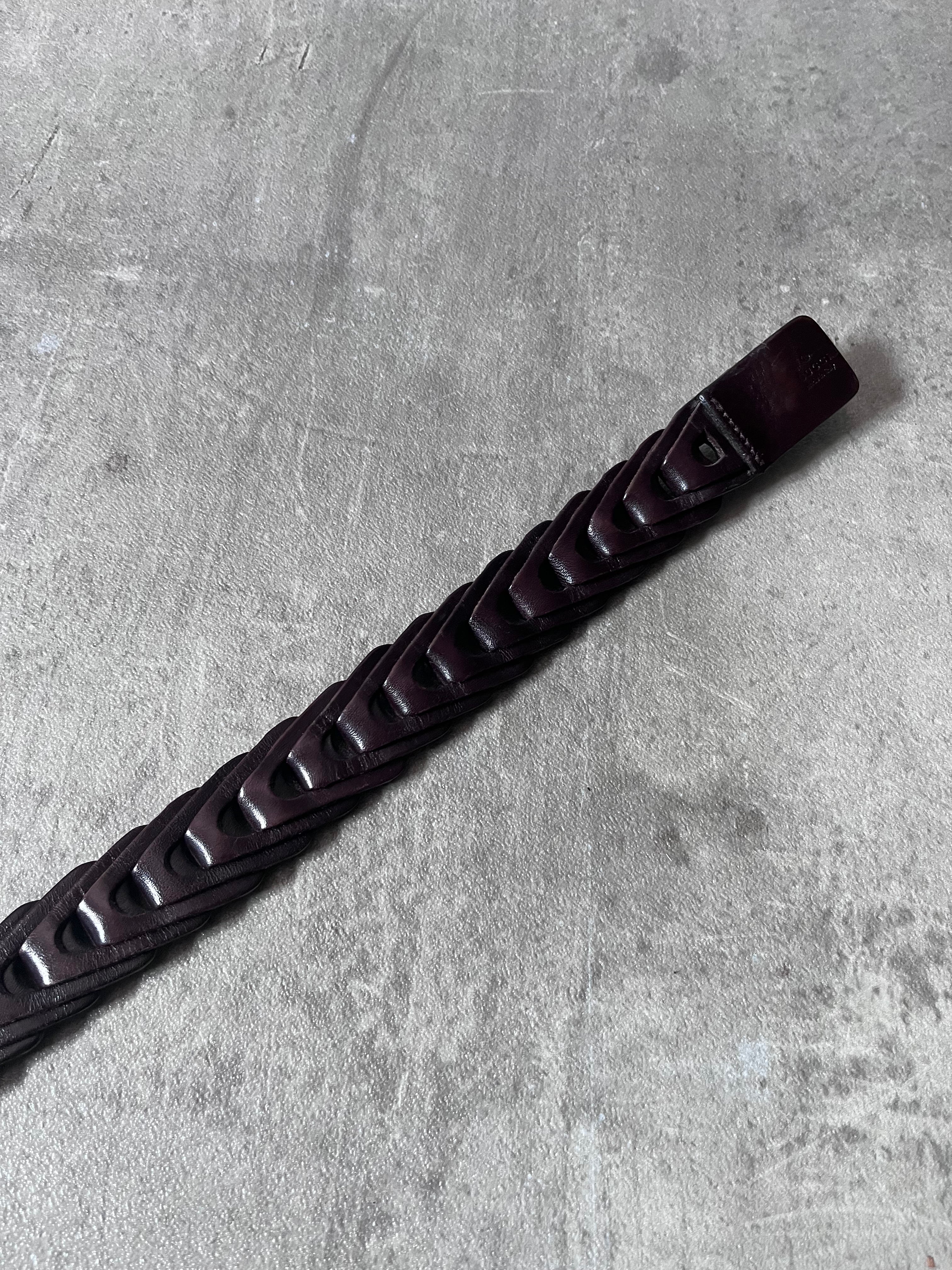 Gucci Braided Leather Belt Brown Unisex
