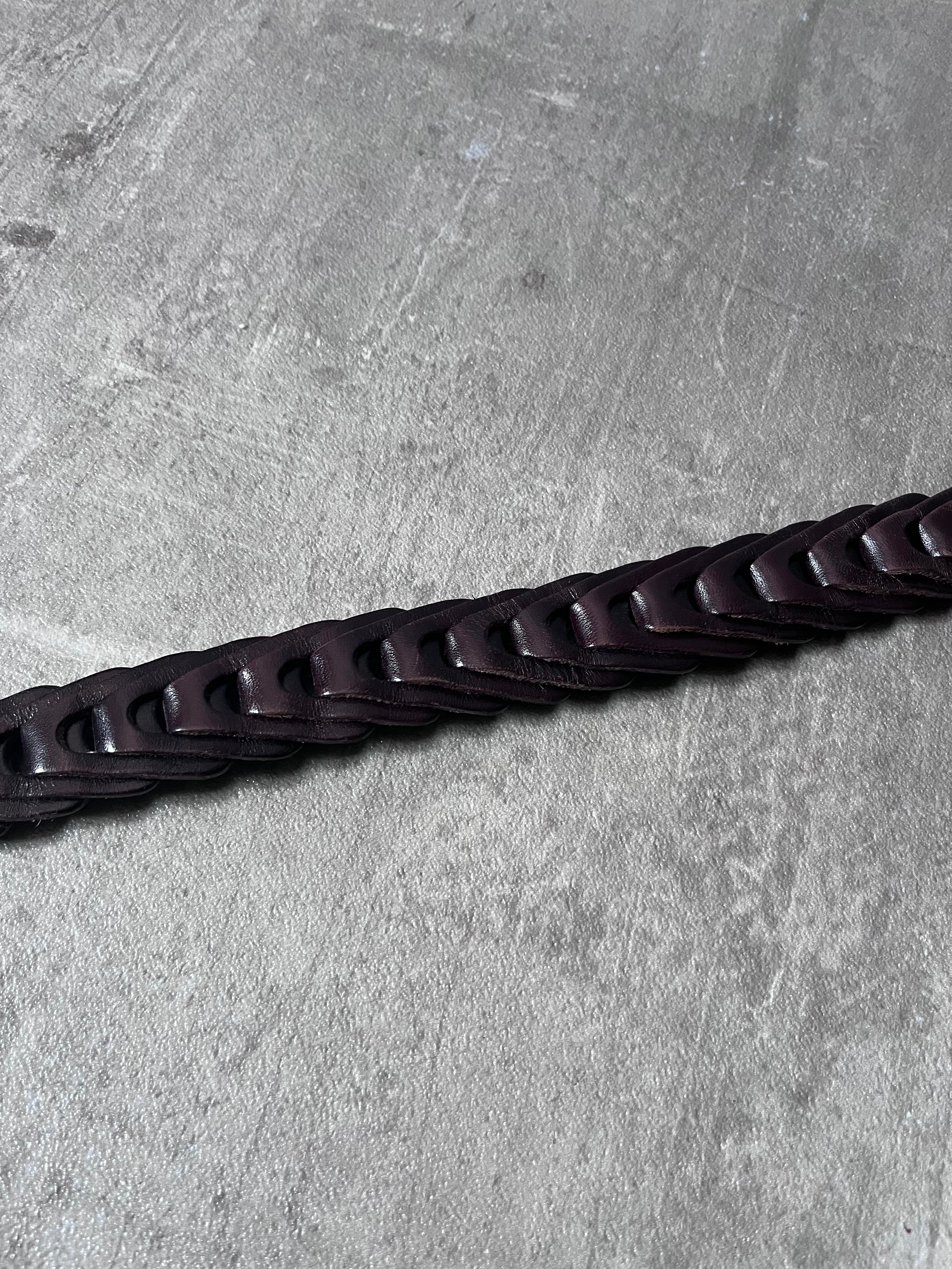 Gucci Braided Leather Belt Brown Unisex