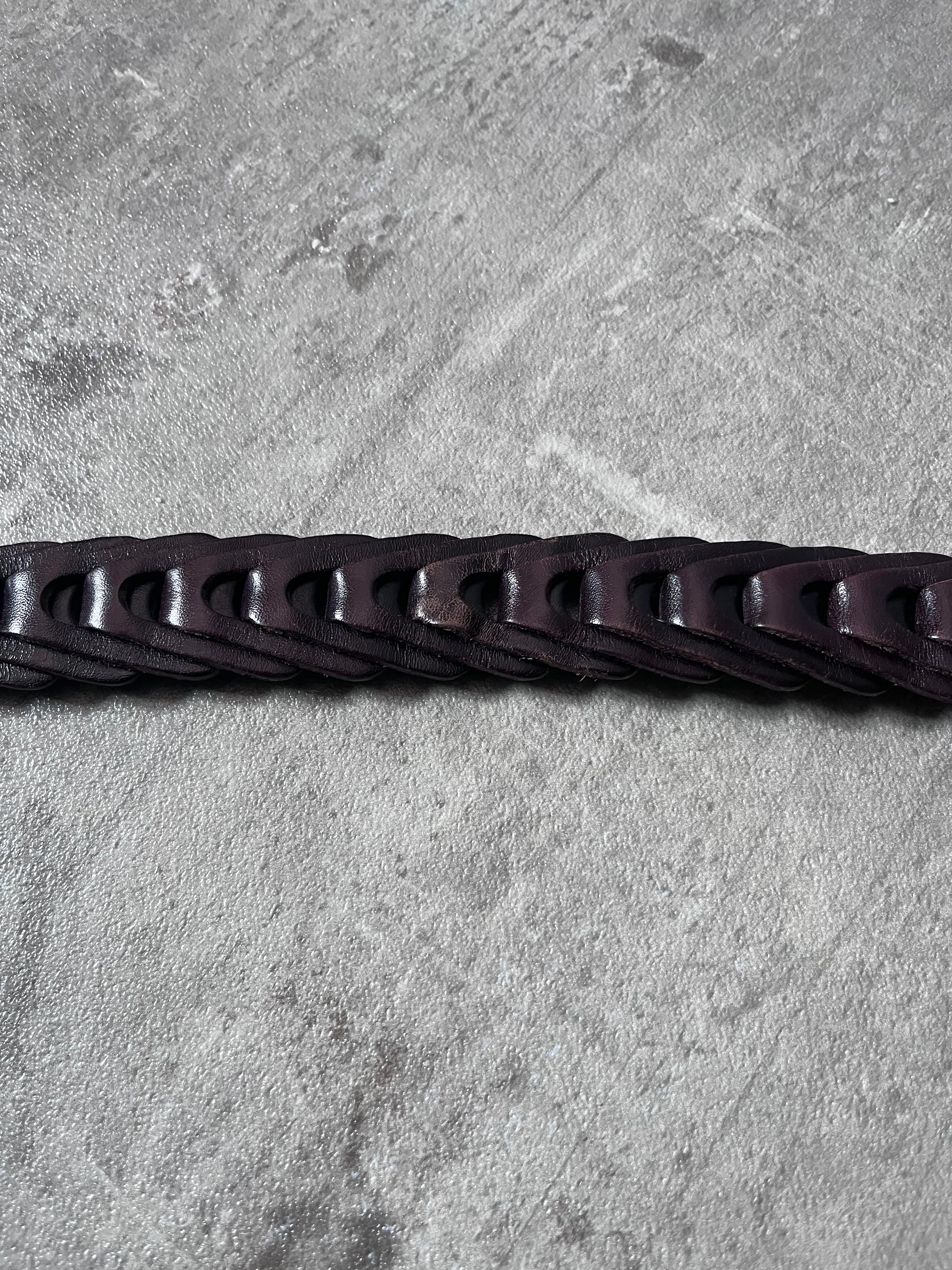 Gucci Braided Leather Belt Brown Unisex