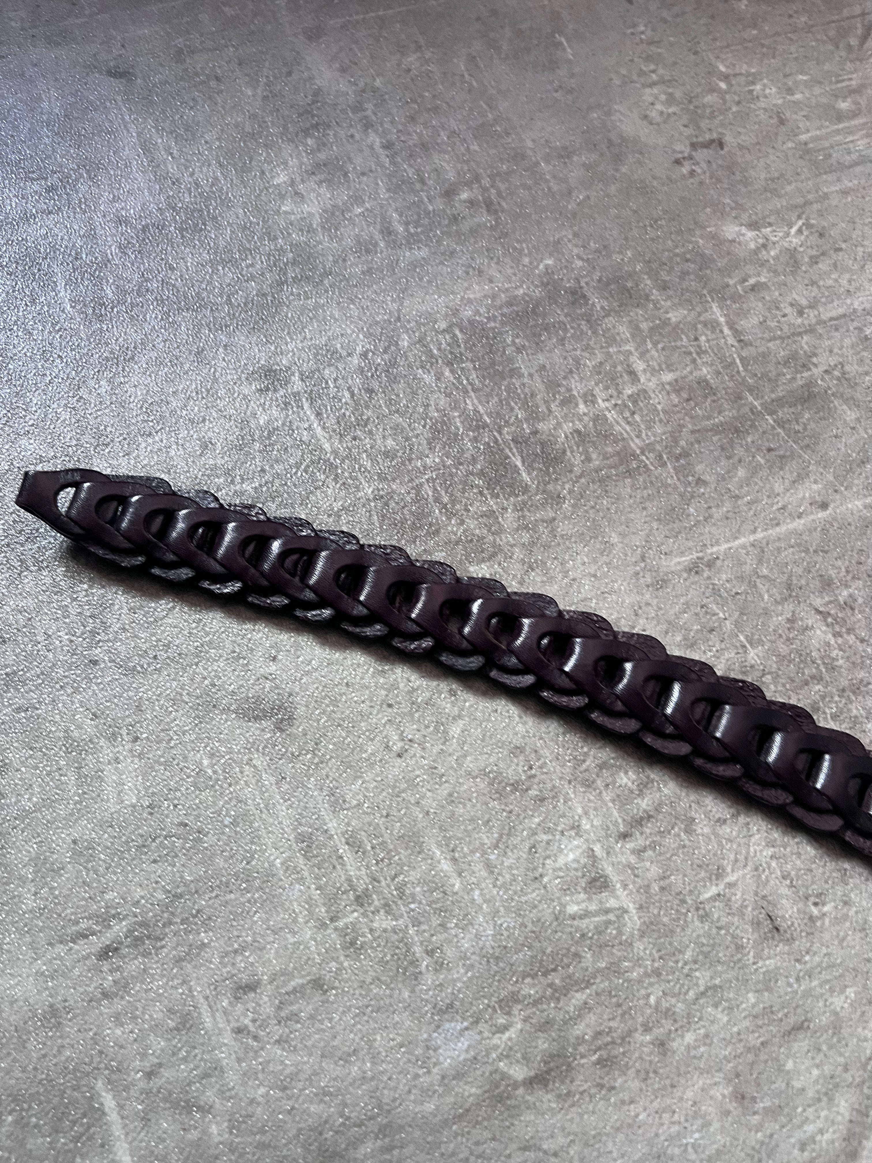 Gucci Braided Leather Belt Brown Unisex