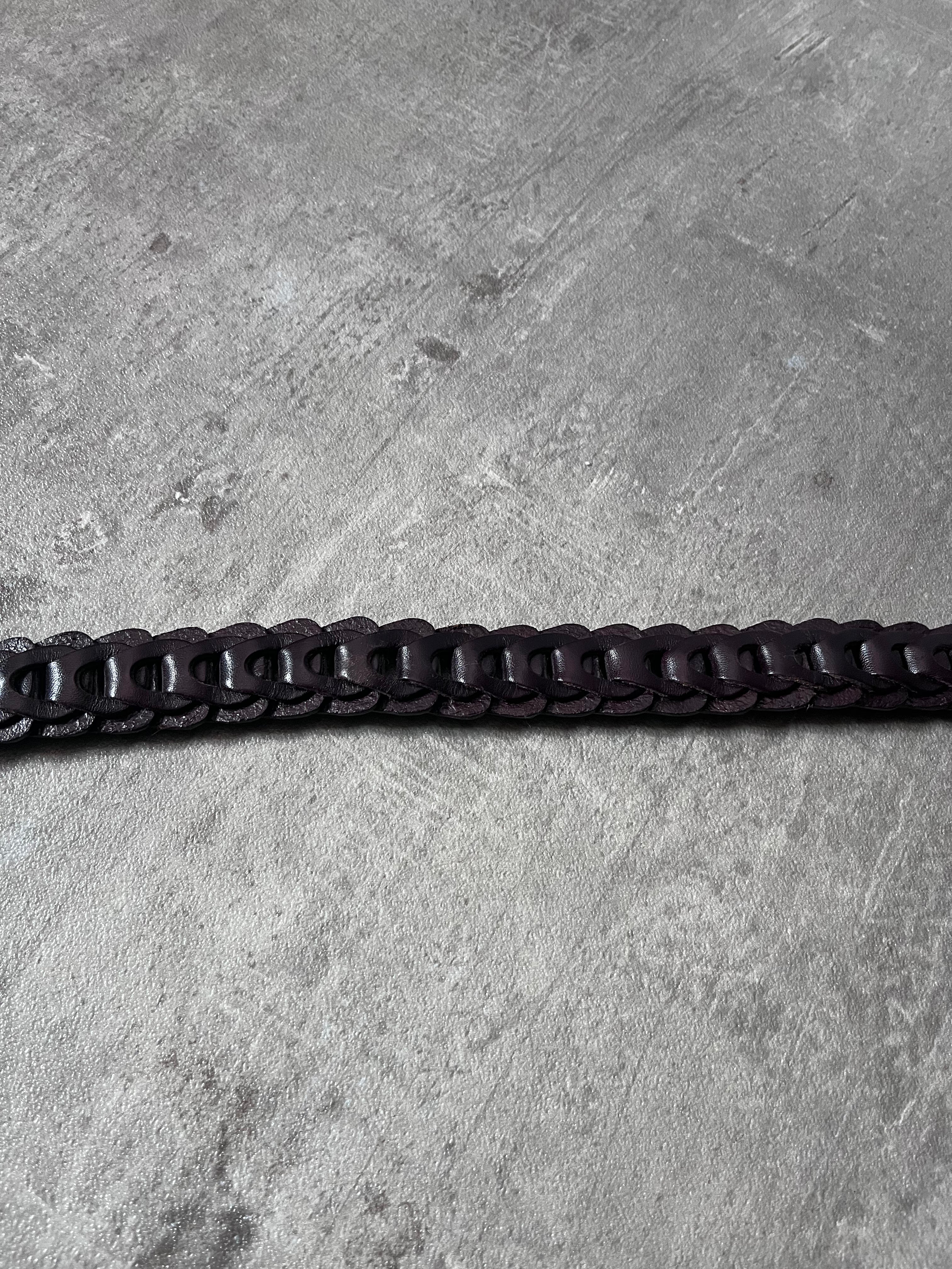 Gucci Braided Leather Belt Brown Unisex