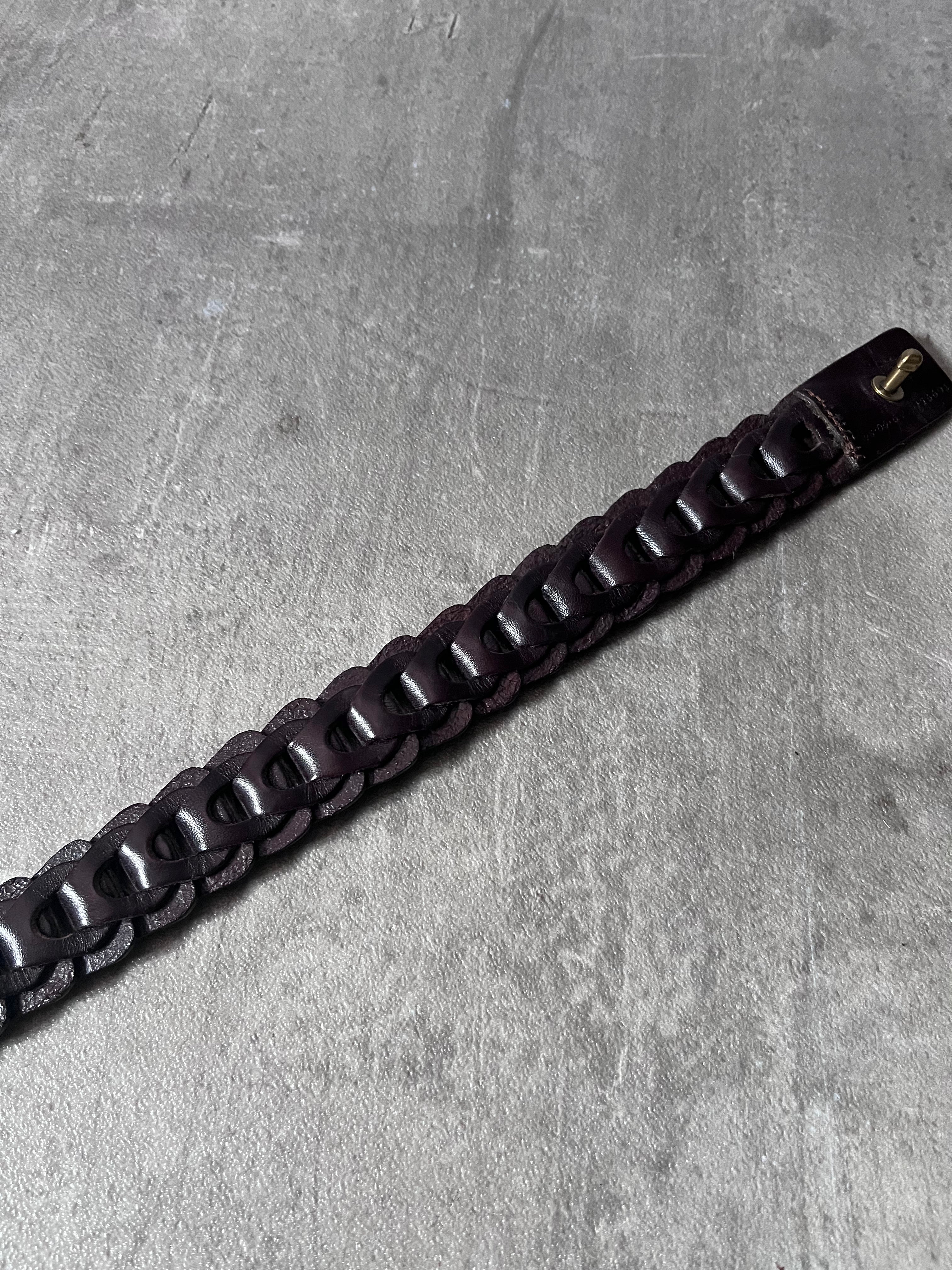 Gucci Braided Leather Belt Brown Unisex