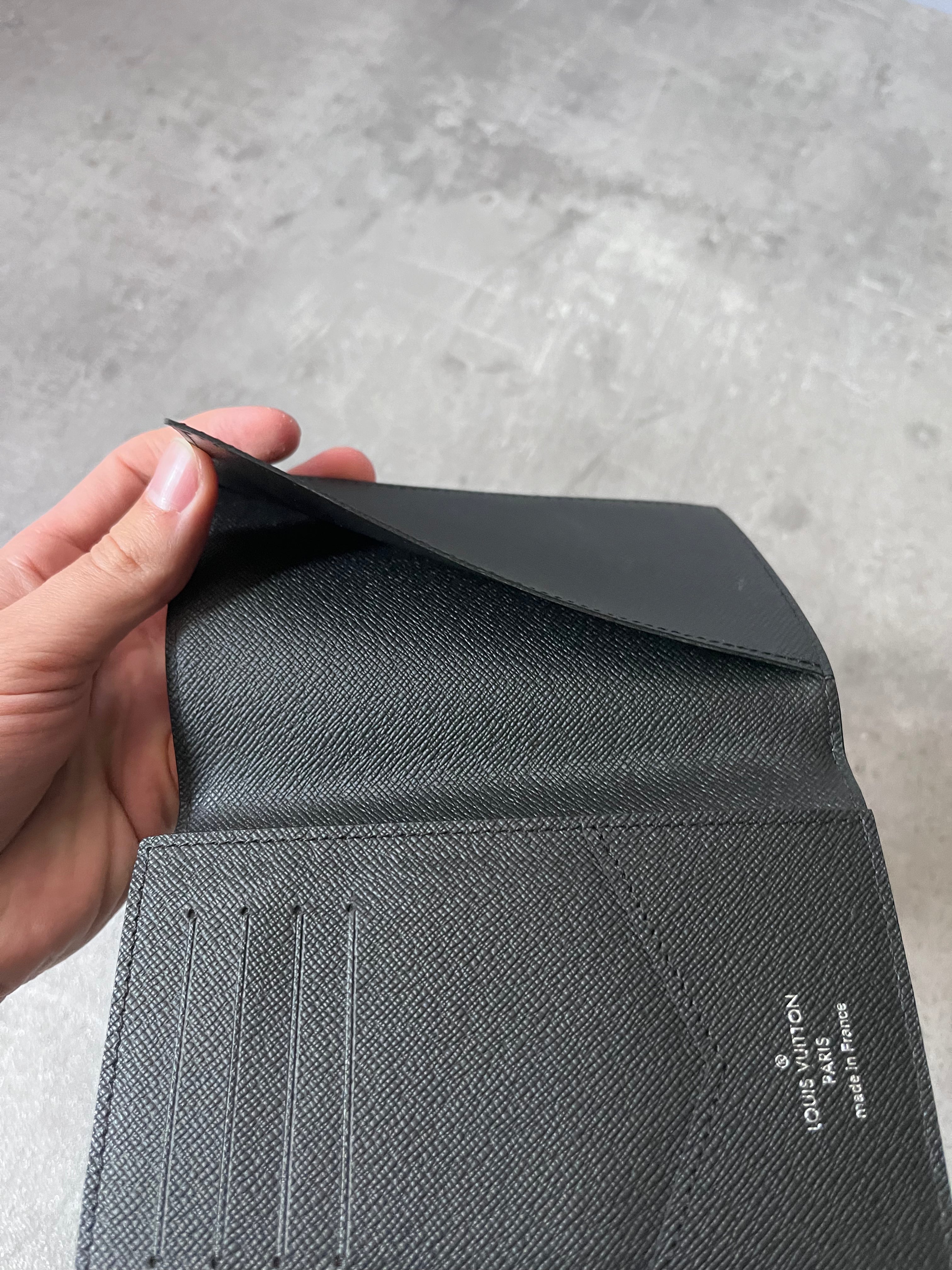 Louis Vuitton Damier Graphite Passport Cover Wallet Grey