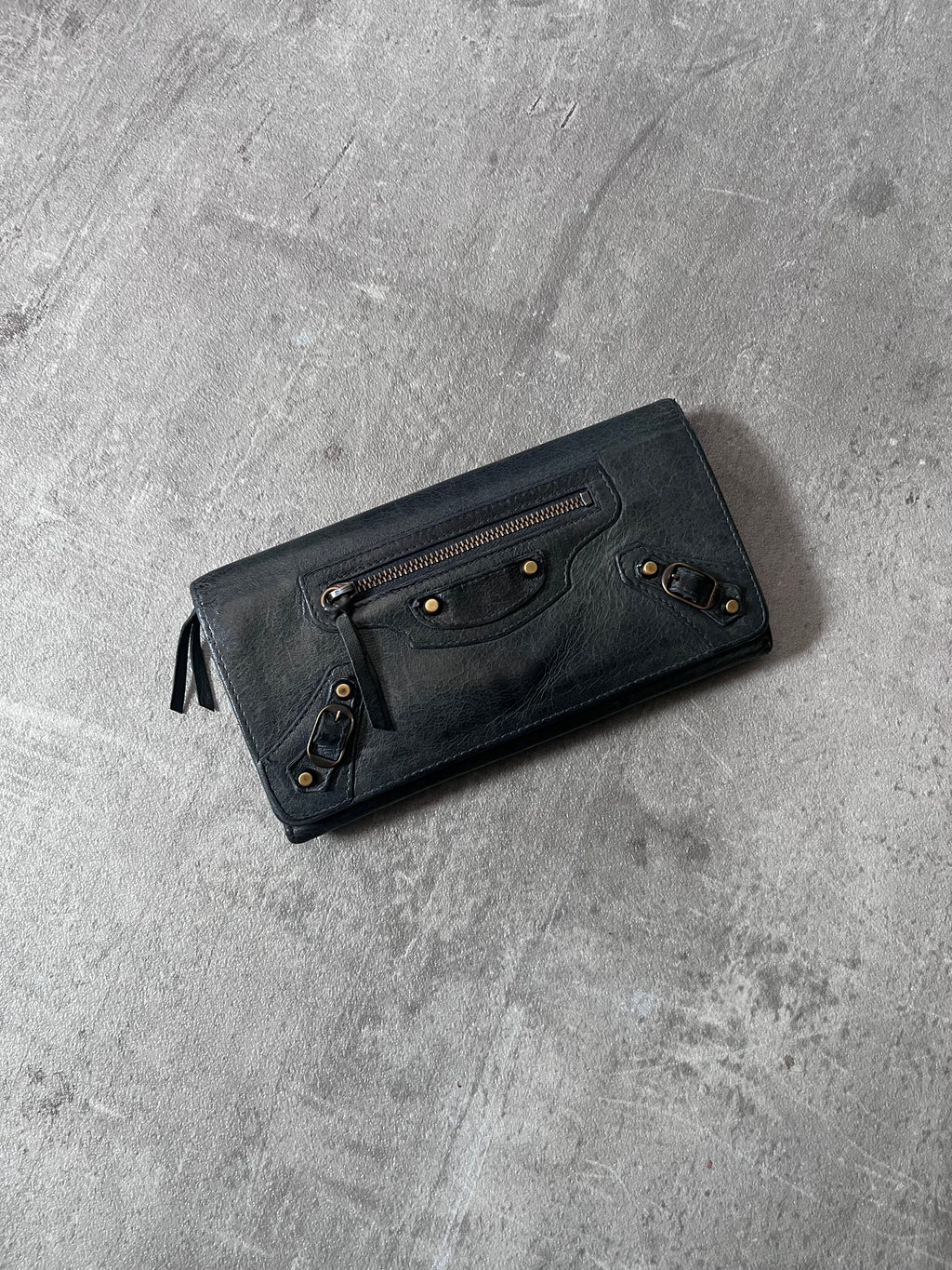 Balenciaga Classic Continental Flap Leather Wallet Black