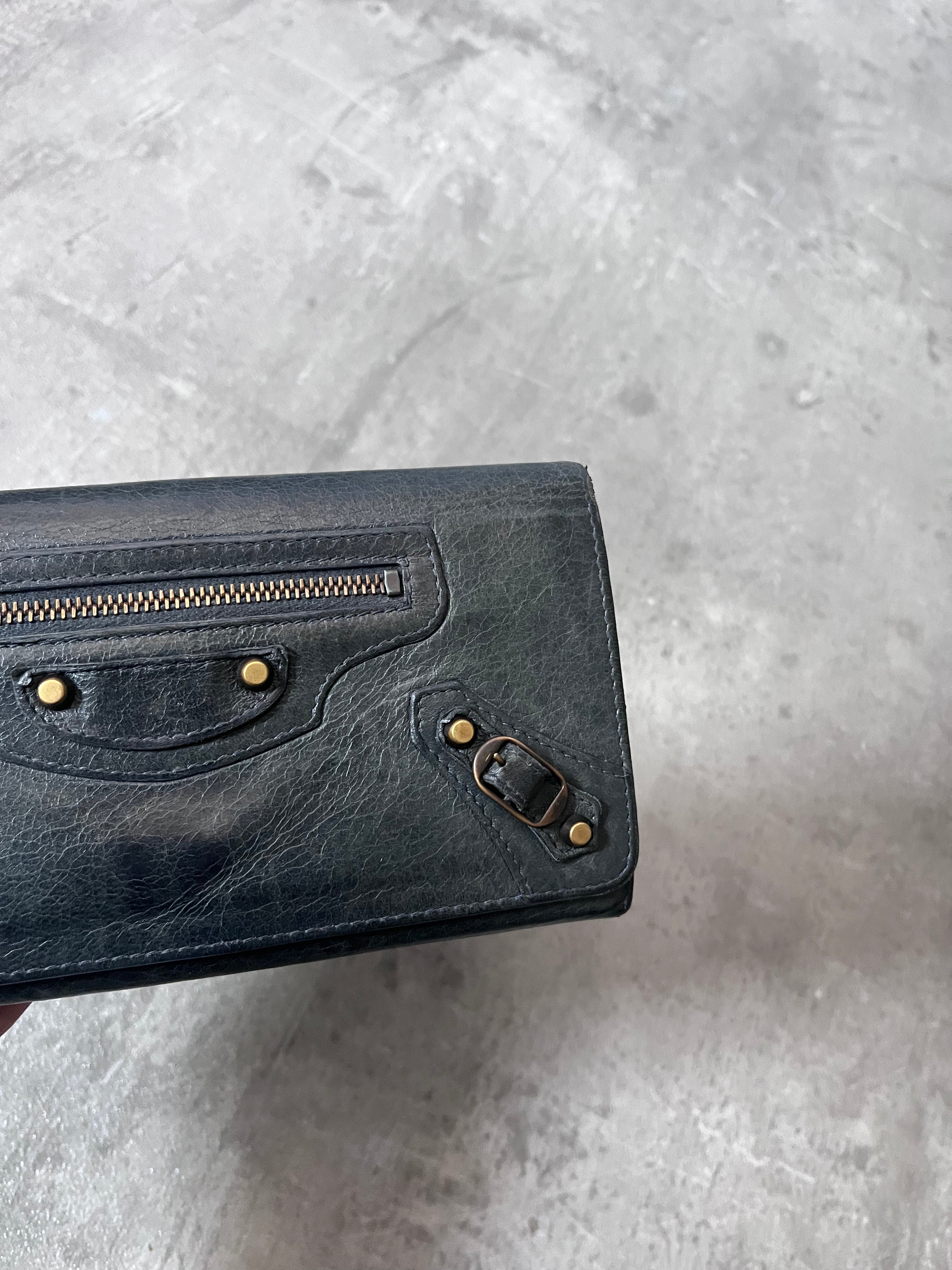 Balenciaga Classic Continental Flap Leather Wallet Black