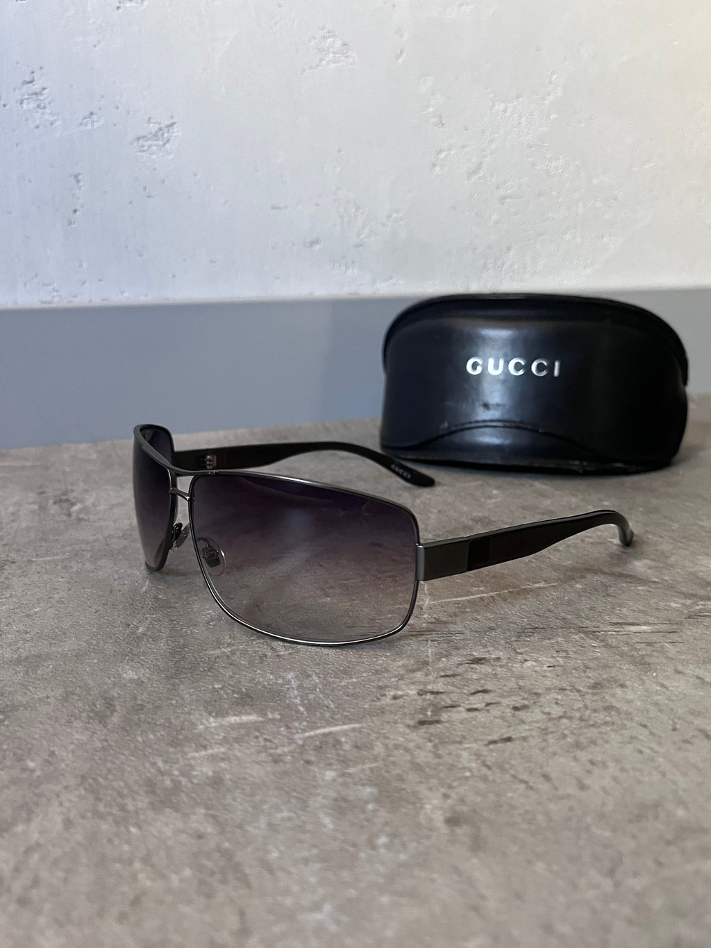 Gucci GG 1894/S Metal Side Logo Sunglasses Grey Black Unisex