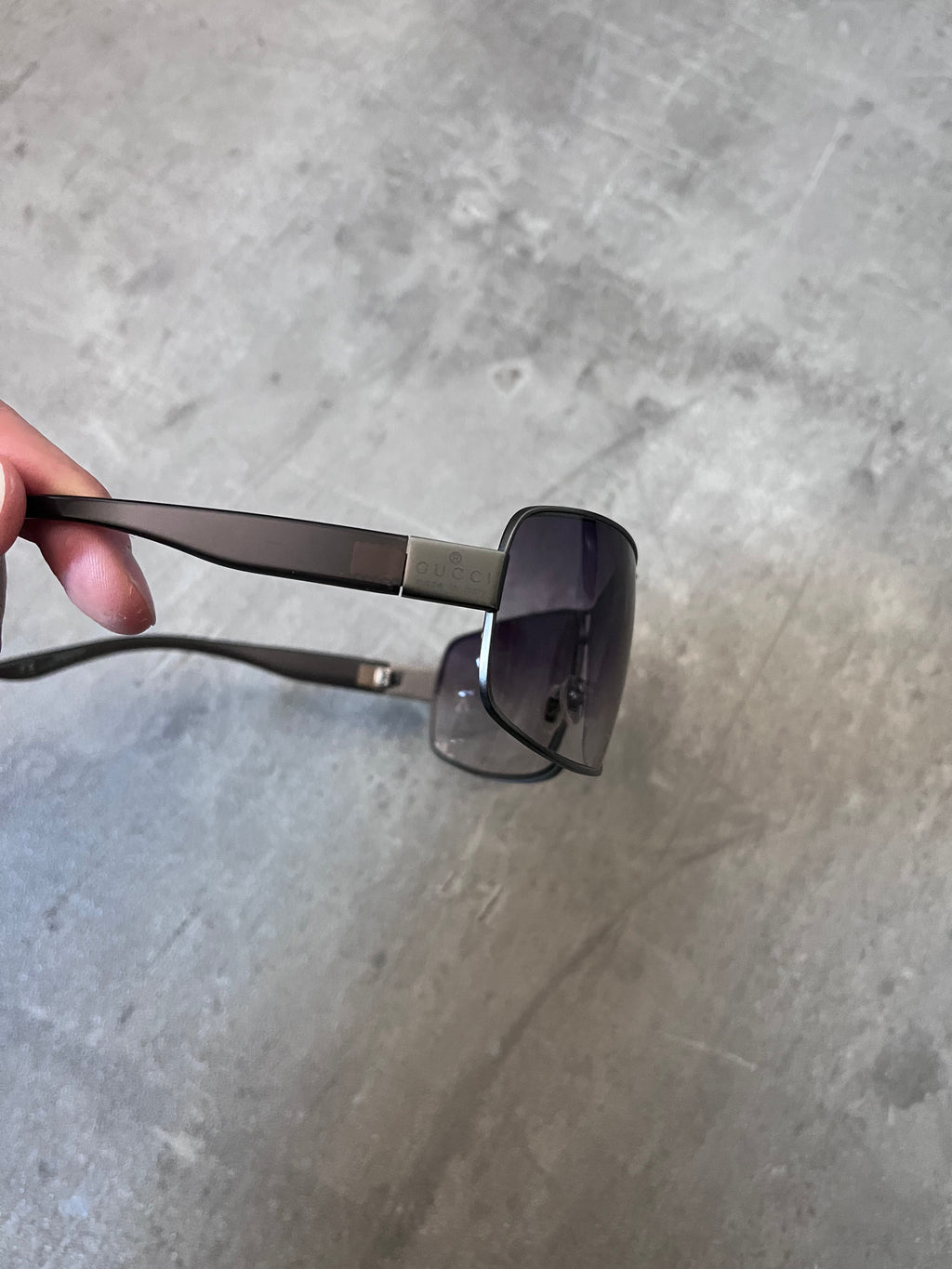 Gucci GG 1894/S Metal Side Logo Sunglasses Grey Black Unisex
