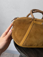 Gucci Vintage Suede Bamboo Handbag Brown