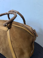 Gucci Vintage Suede Bamboo Handbag Brown