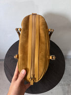 Gucci Vintage Suede Bamboo Handbag Brown