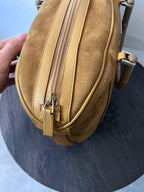 Gucci Vintage Suede Bamboo Handbag Brown
