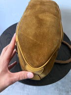 Gucci Vintage Suede Bamboo Handbag Brown