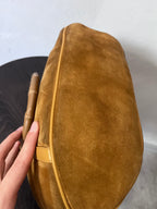 Gucci Vintage Suede Bamboo Handbag Brown