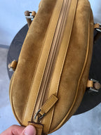 Gucci Vintage Suede Bamboo Handbag Brown