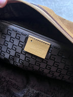 Gucci Vintage Suede Bamboo Handbag Brown
