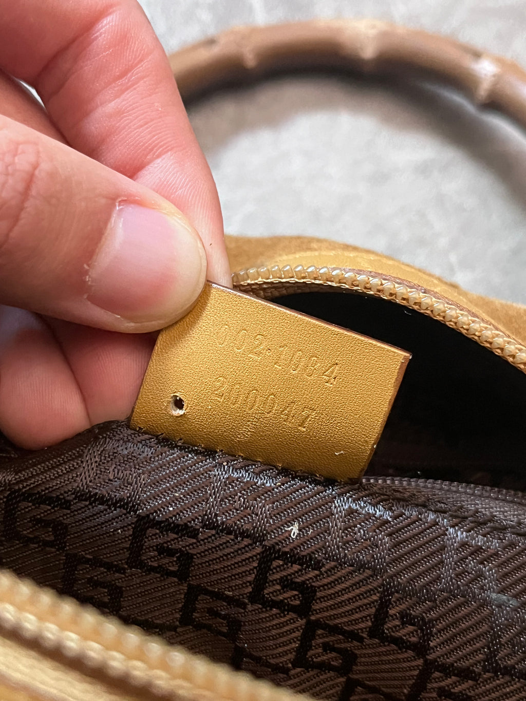 Gucci Vintage Suede Bamboo Handbag Brown