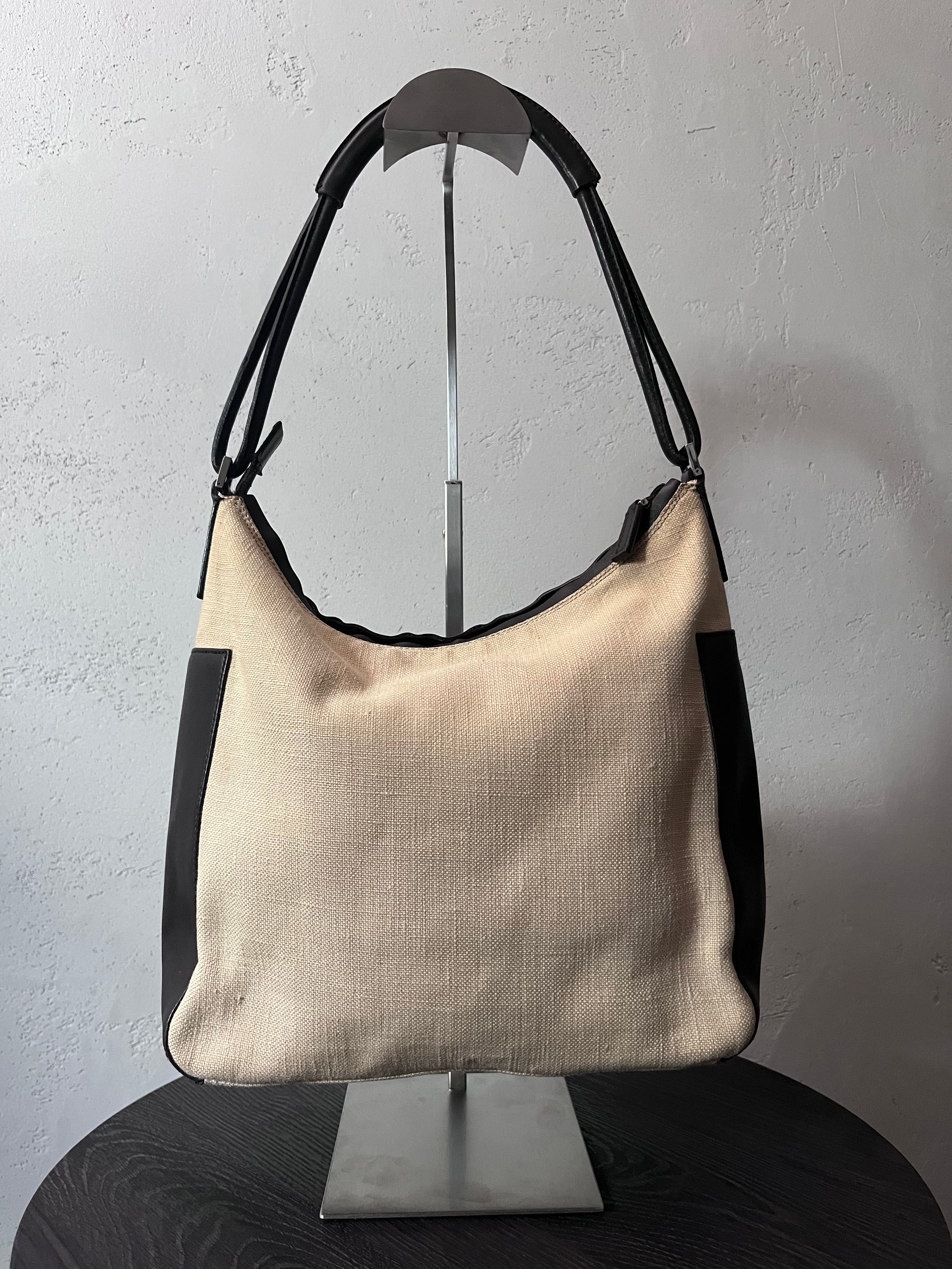 Gucci Canvas Leather Hobo Shoulder Bag Beige Brown