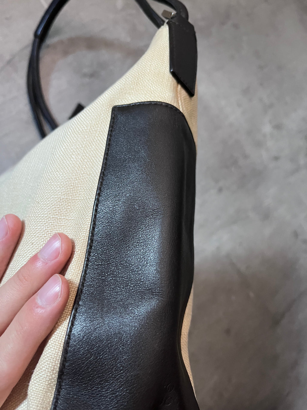 Gucci Canvas Leather Hobo Shoulder Bag Beige Brown