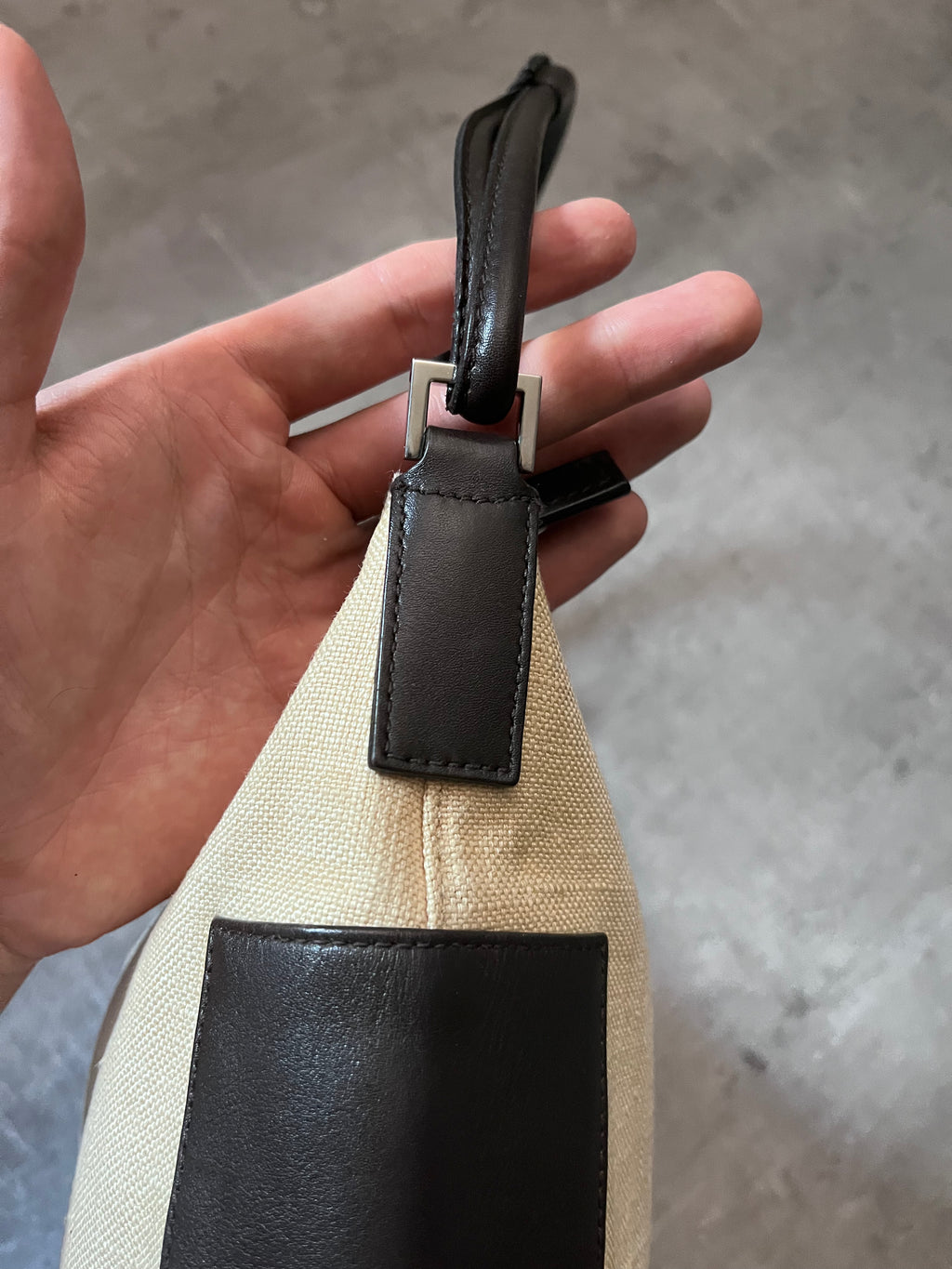 Gucci Canvas Leather Hobo Shoulder Bag Beige Brown