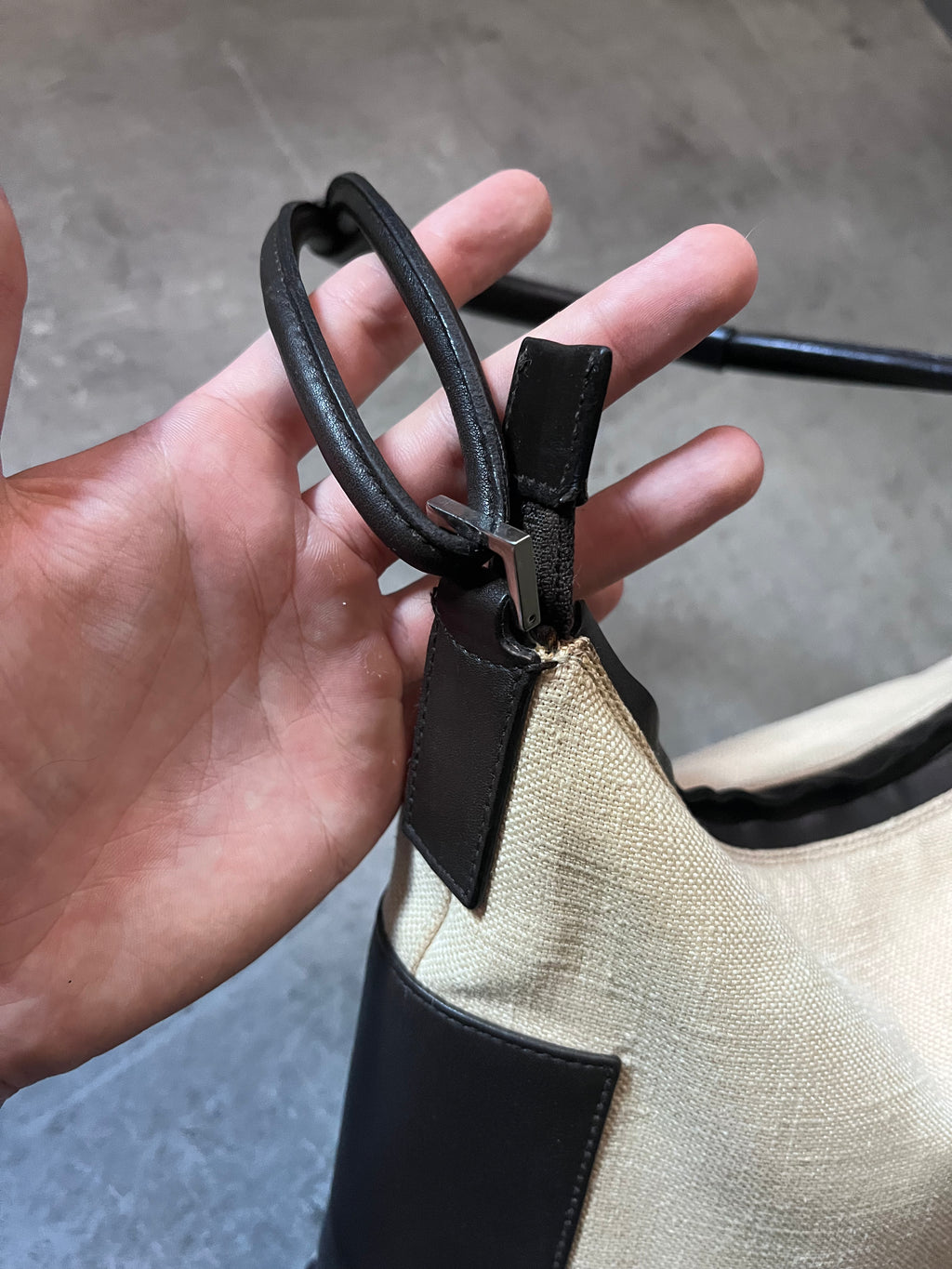 Gucci Canvas Leather Hobo Shoulder Bag Beige Brown