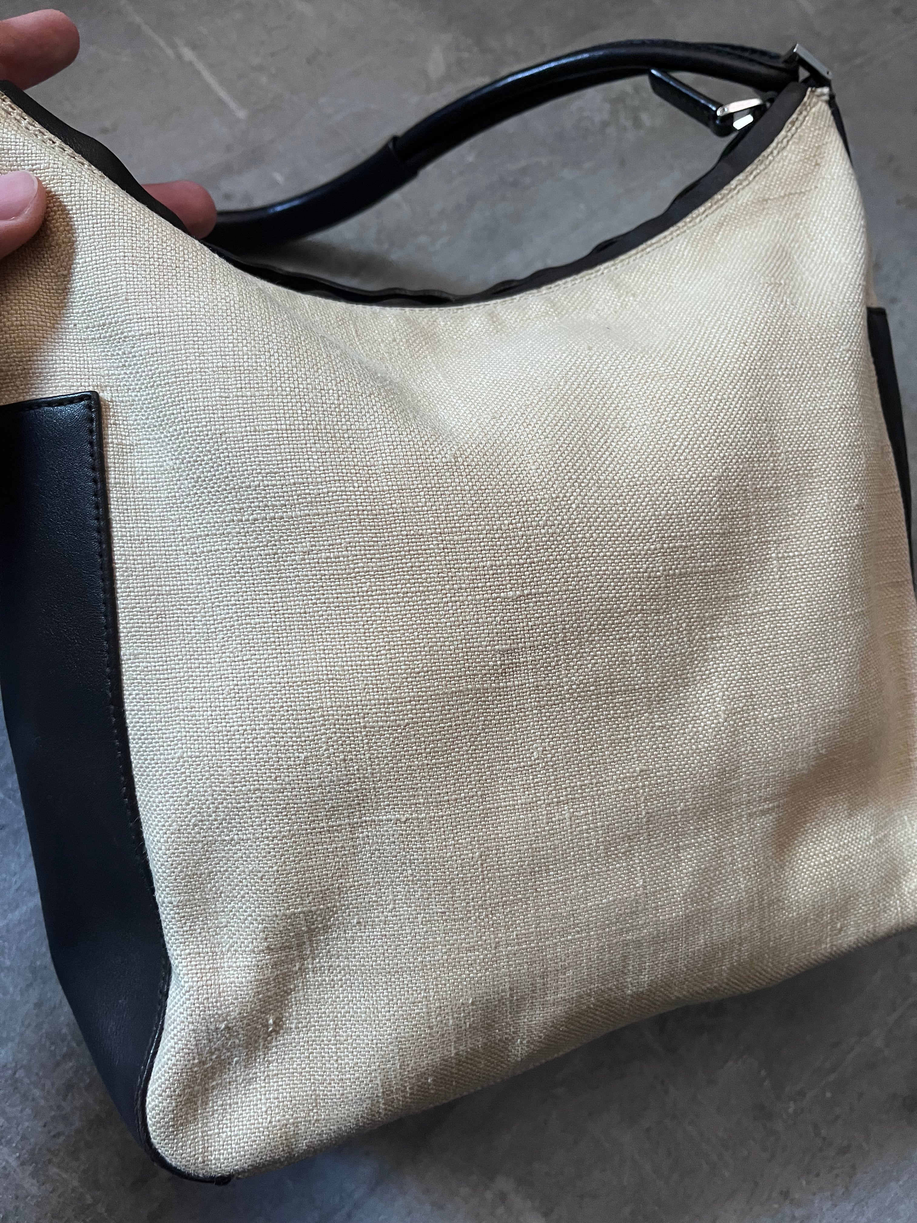 Gucci Canvas Leather Hobo Shoulder Bag Beige Brown
