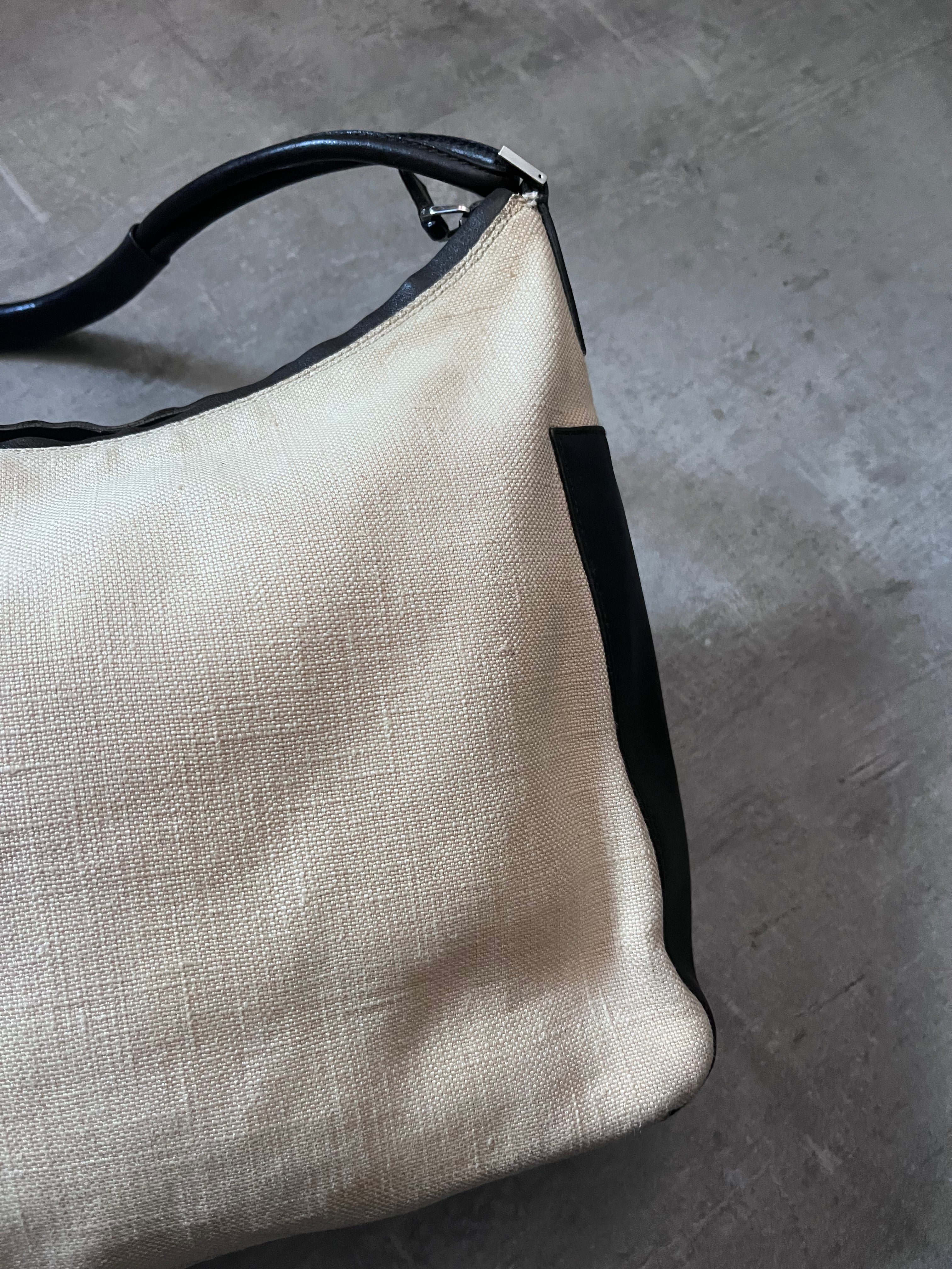 Gucci Canvas Leather Hobo Shoulder Bag Beige Brown