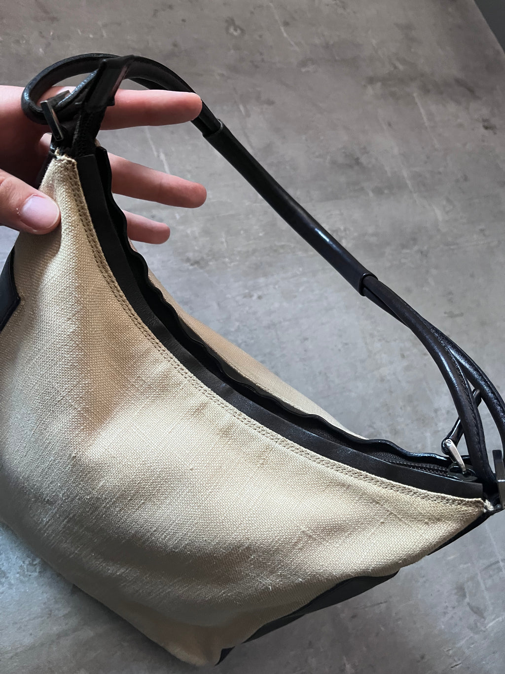 Gucci Canvas Leather Hobo Shoulder Bag Beige Brown