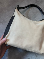 Gucci Canvas Leather Hobo Shoulder Bag Beige Brown