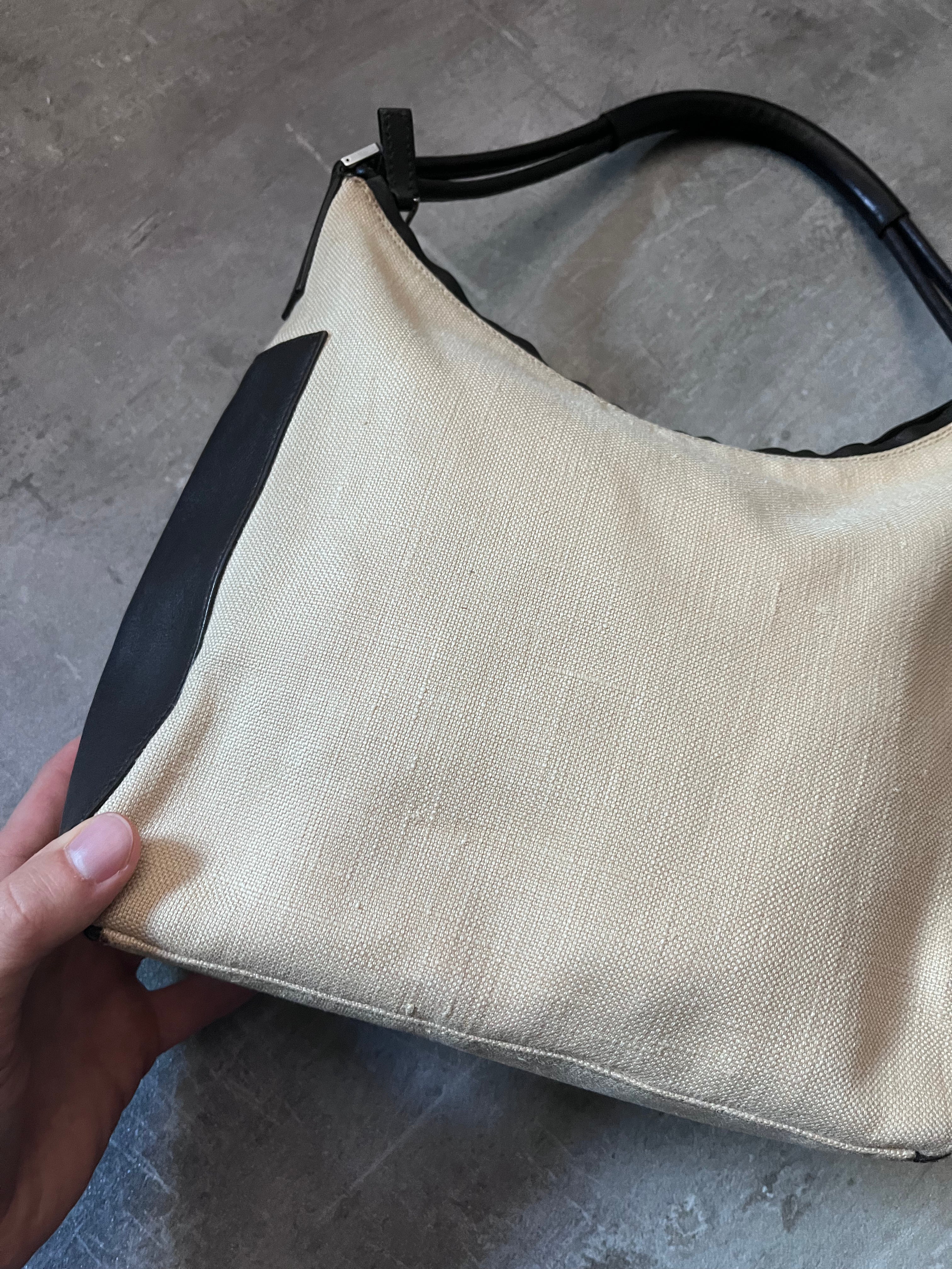Gucci Canvas Leather Hobo Shoulder Bag Beige Brown