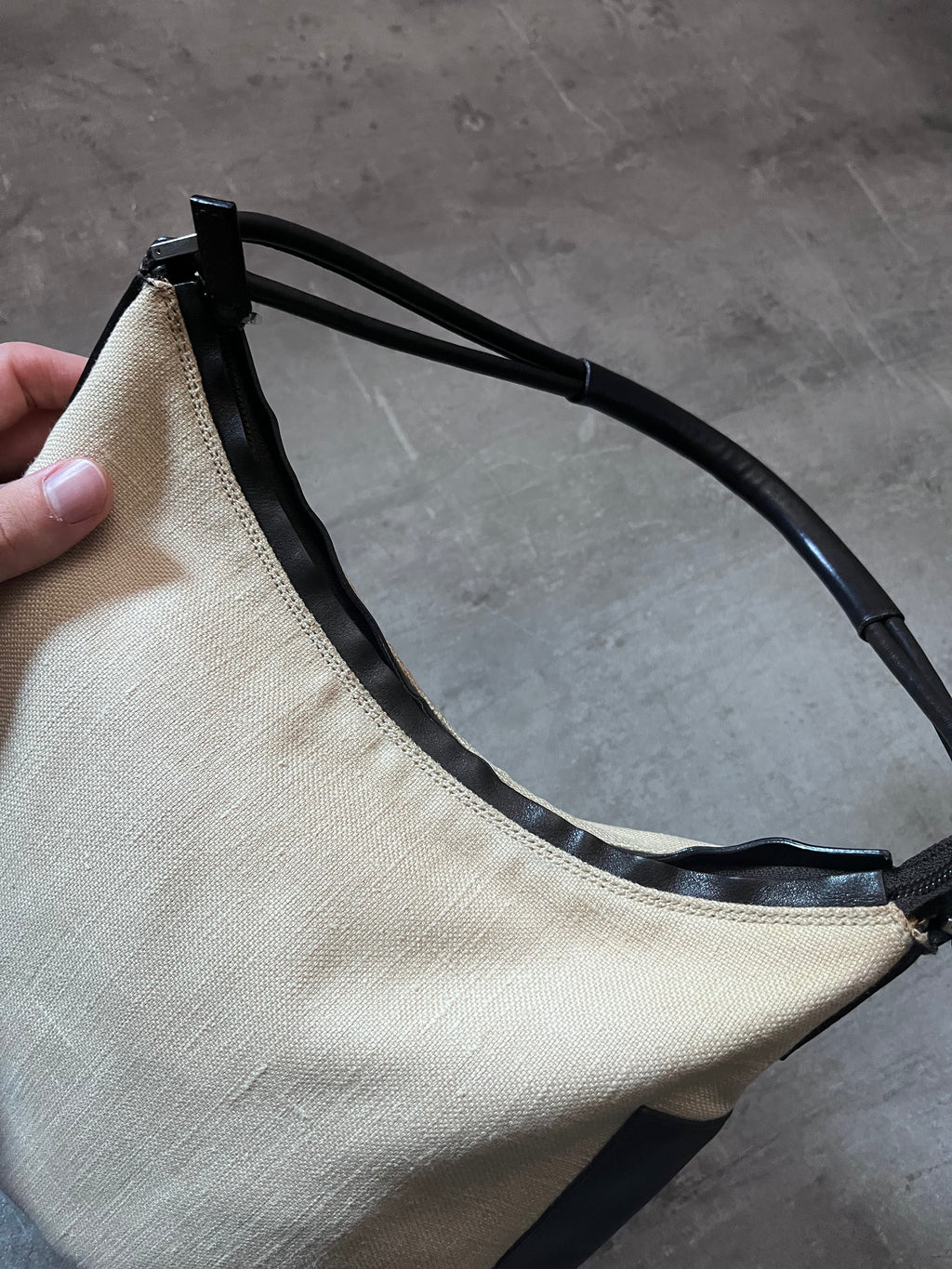 Gucci Canvas Leather Hobo Shoulder Bag Beige Brown