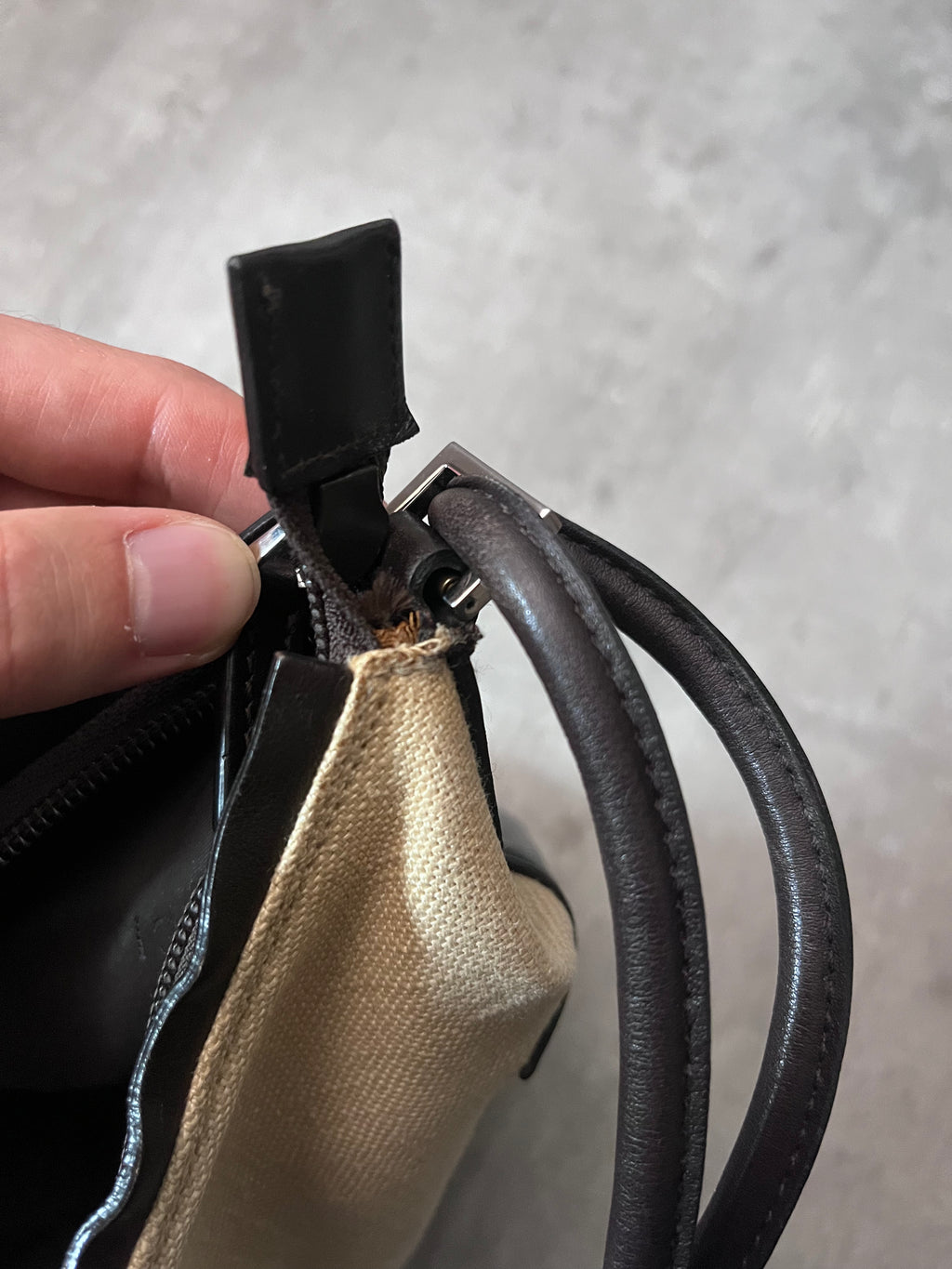 Gucci Canvas Leather Hobo Shoulder Bag Beige Brown