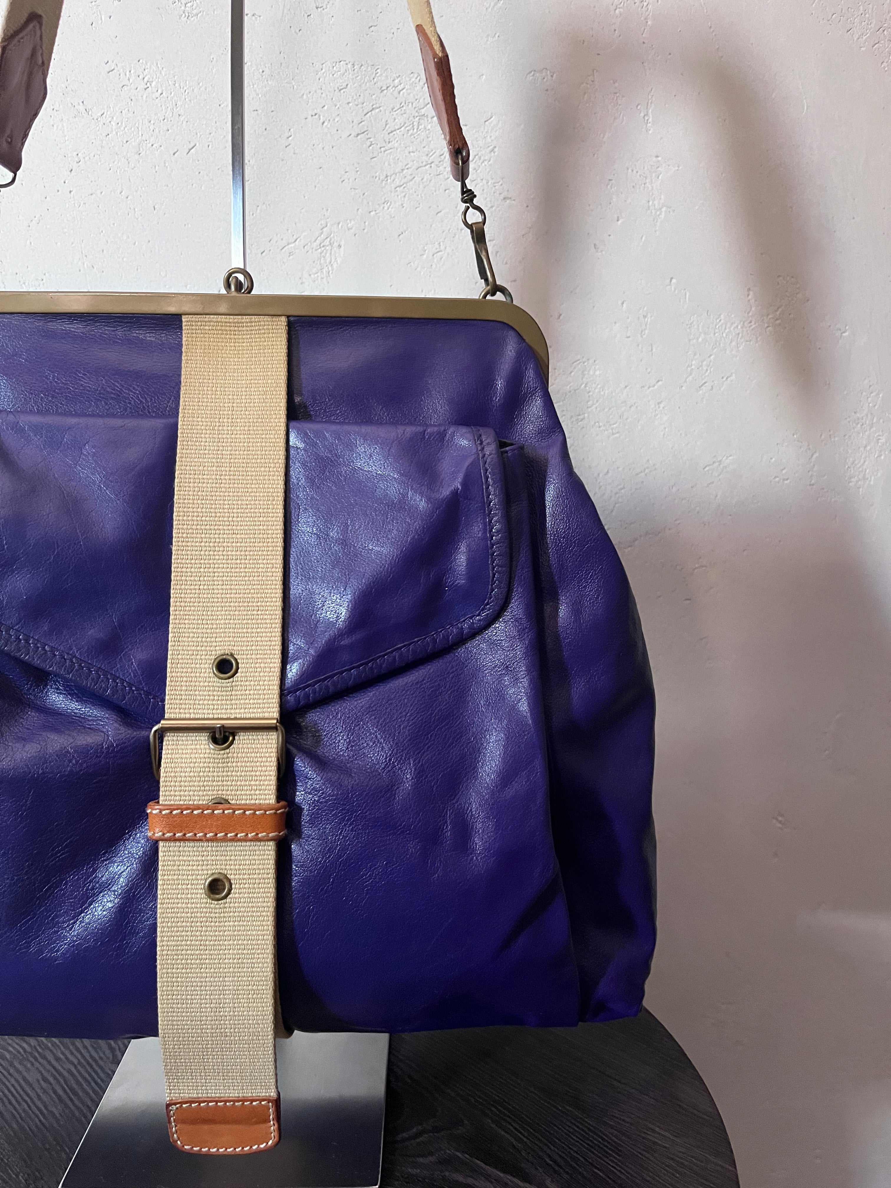 90s Miu Miu Strap Leather Shoulder Bag Purple