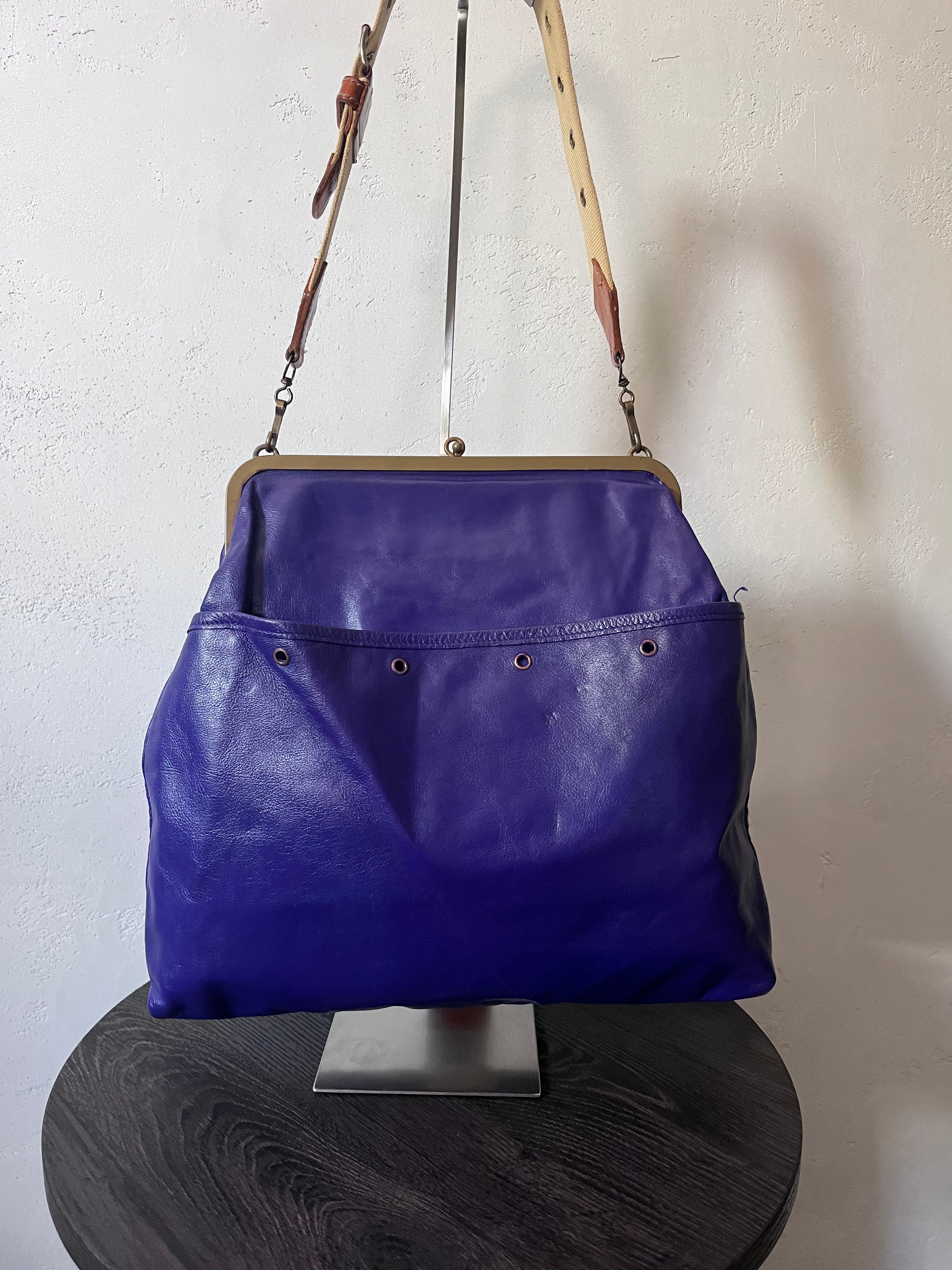 90s Miu Miu Strap Leather Shoulder Bag Purple
